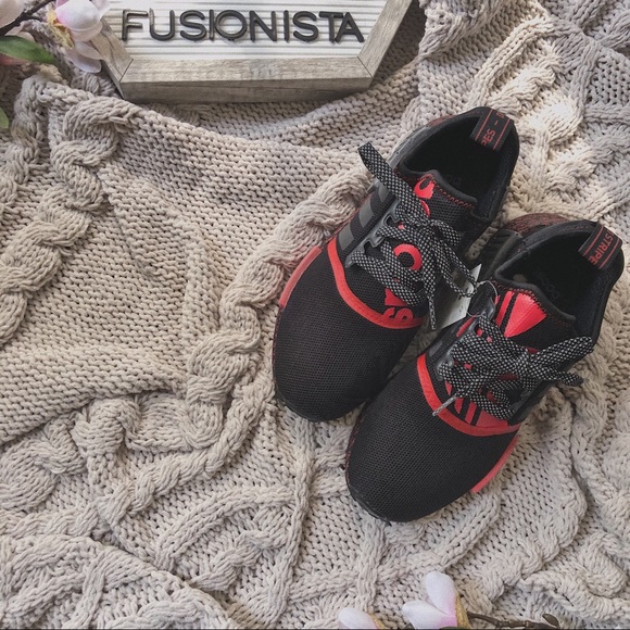 Restocked‼️ NWT 🍭 Rare Adidas NMD R1 Black/Red - Picture 4 of 9